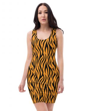 Tiger Rajah Halloween Cosplay Costume Fitted Bodycon Dress