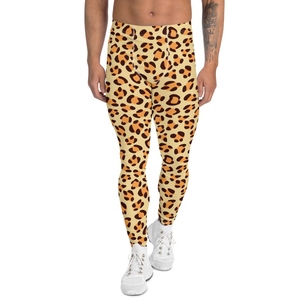 leopard costume, jaguar costume, animal print, activewear, running, rundisney, rundisney costume, dance costume, men's costume, uv protection, men's leggings, leggings, meggings, polyester, spandex, gusset