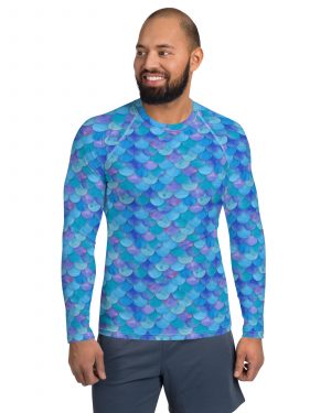 Sea Monster Mermaid Halloween Cosplay Costume Men’s Rash Guard