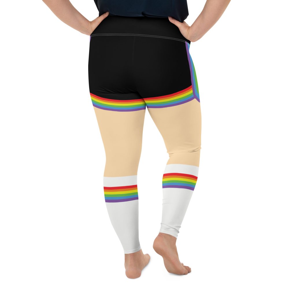 Rainbow Short Booty Shorts with Sport Socks 70’s Halloween Cosplay Costume Light Skin Plus Size Leggings - Image 3