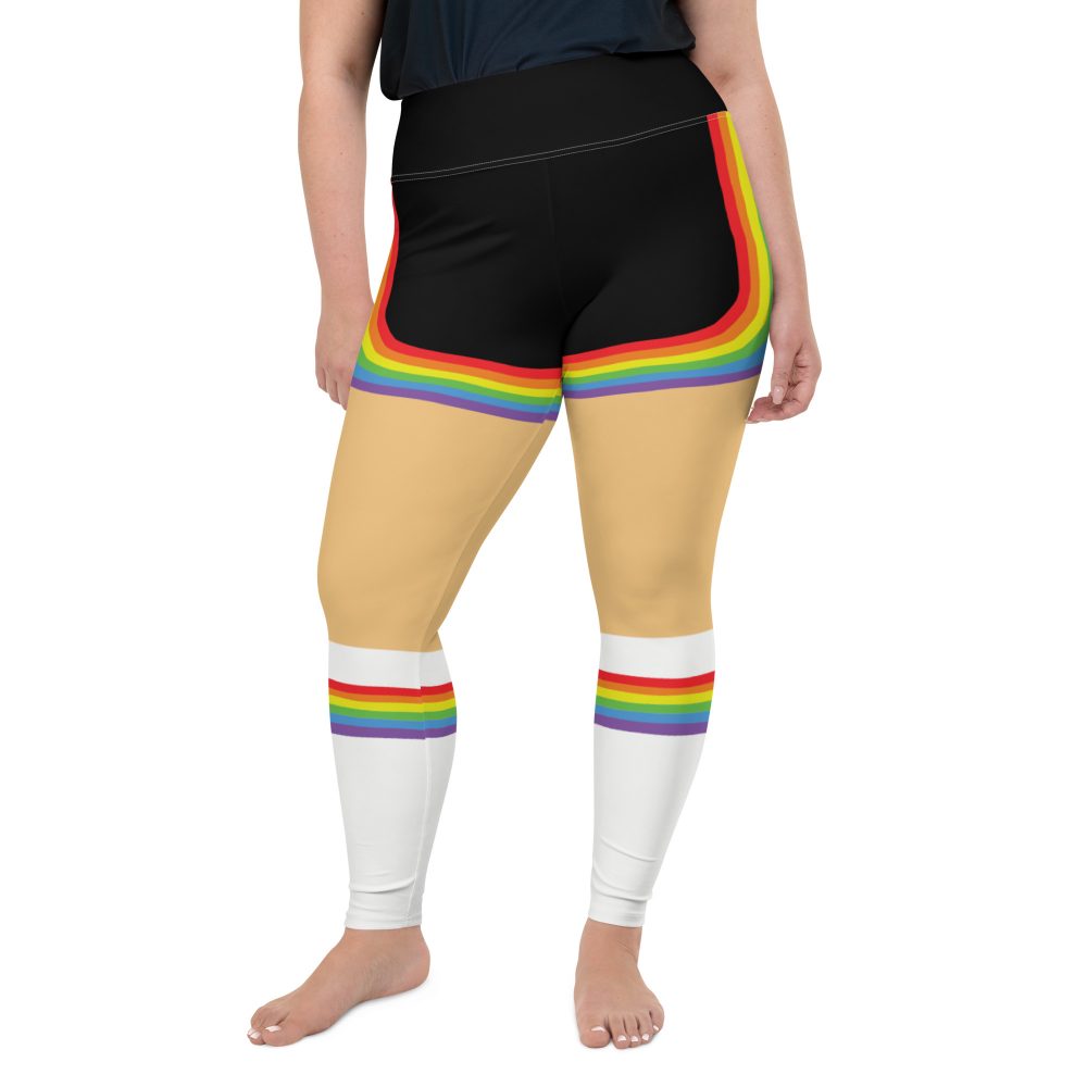Rainbow Short Booty Shorts with Sport Socks 70’s Halloween Cosplay Costume Medium Light Skin Plus Size Leggings - Image 2
