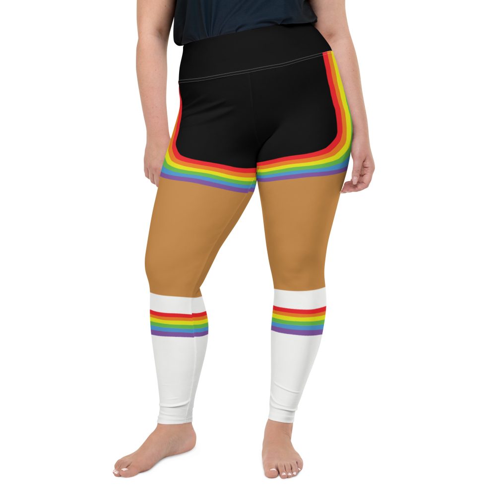 Rainbow Short Booty Shorts with Sport Socks 70’s Halloween Cosplay Costume Dark Skin Plus Size Leggings - Image 2