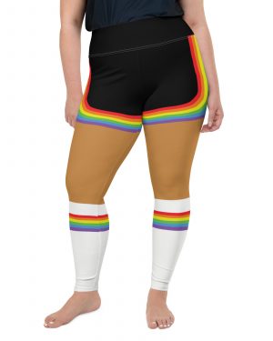 Rainbow Short Booty Shorts with Sport Socks 70’s Halloween Cosplay Costume Dark Skin Plus Size Leggings