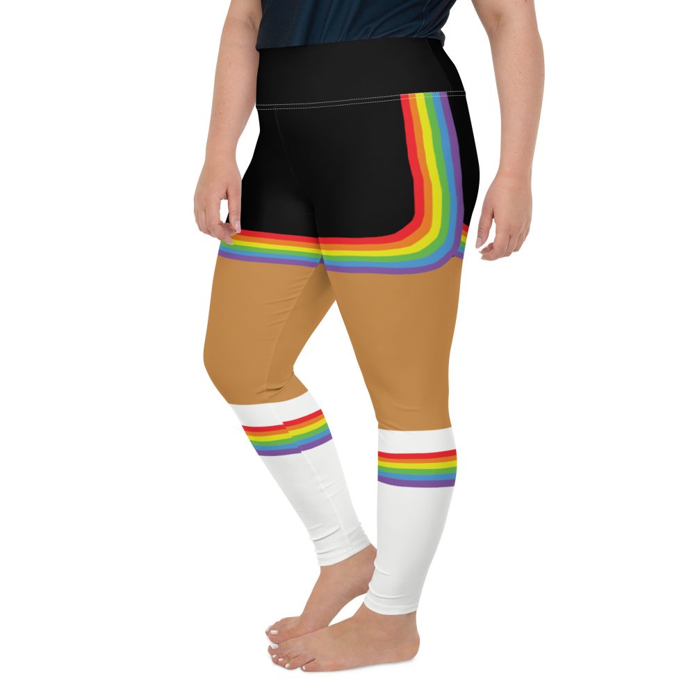 Rainbow Short Booty Shorts with Sport Socks 70’s Halloween Cosplay Costume Dark Skin Plus Size Leggings
