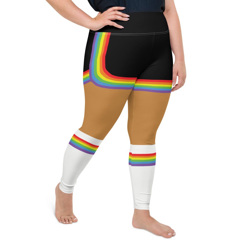 Rainbow Short Booty Shorts with Sport Socks 70’s Halloween Cosplay Costume Dark Skin Plus Size Leggings - Image 4
