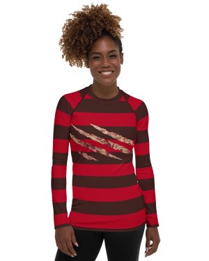 Freddy Nightmare Serial Killer Cosplay Costume Women’s Rash Guard