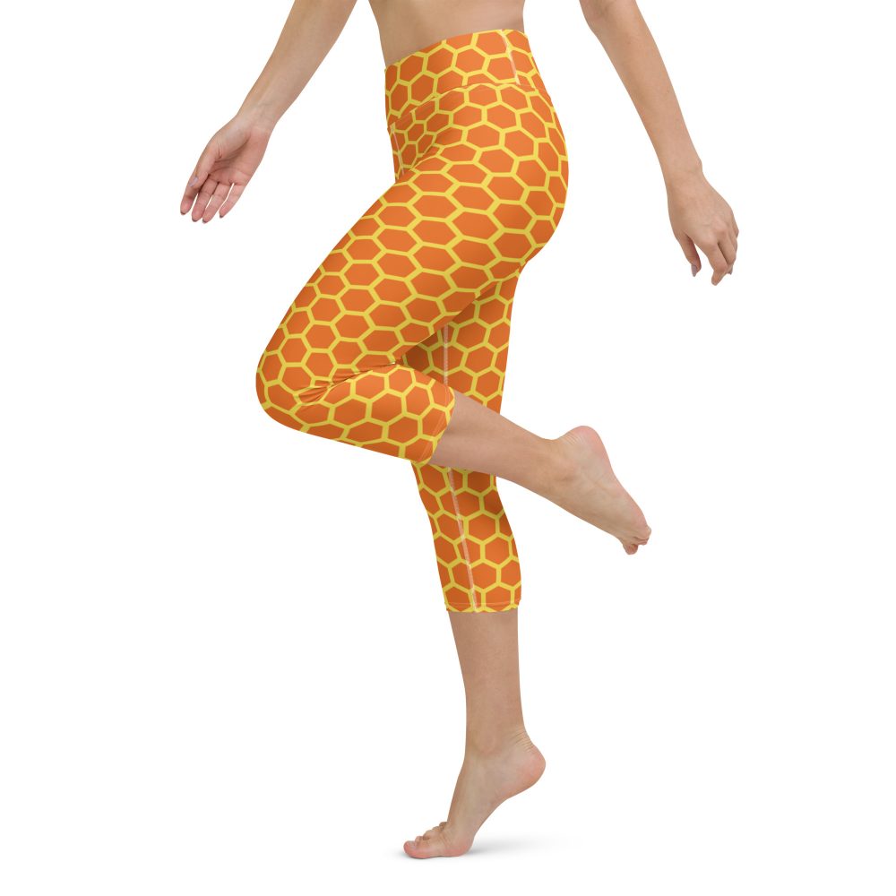 Honey Comb Halloween Cosplay Costume Yoga Capri Leggings - Image 2