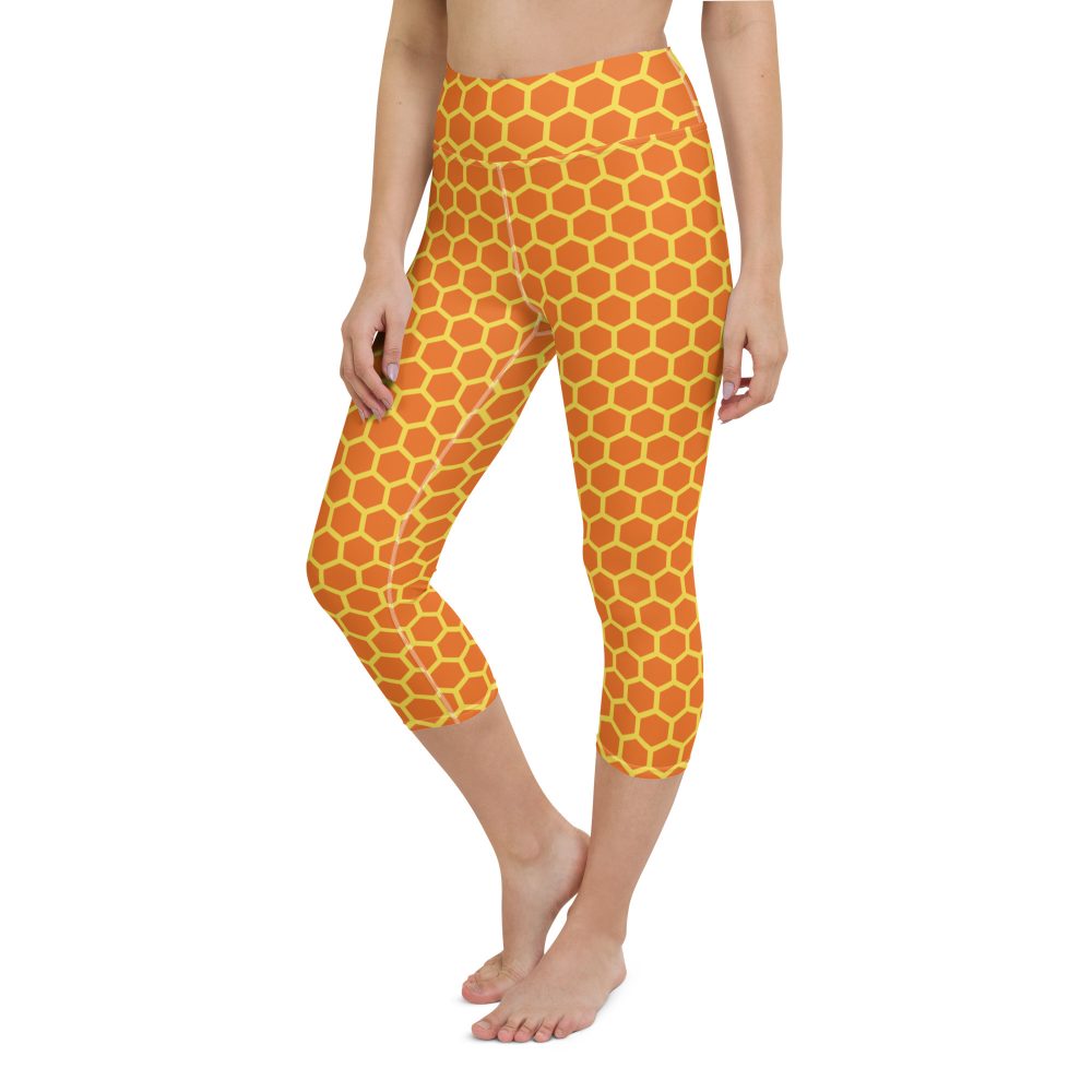 Honey Comb Halloween Cosplay Costume Yoga Capri Leggings - Image 3