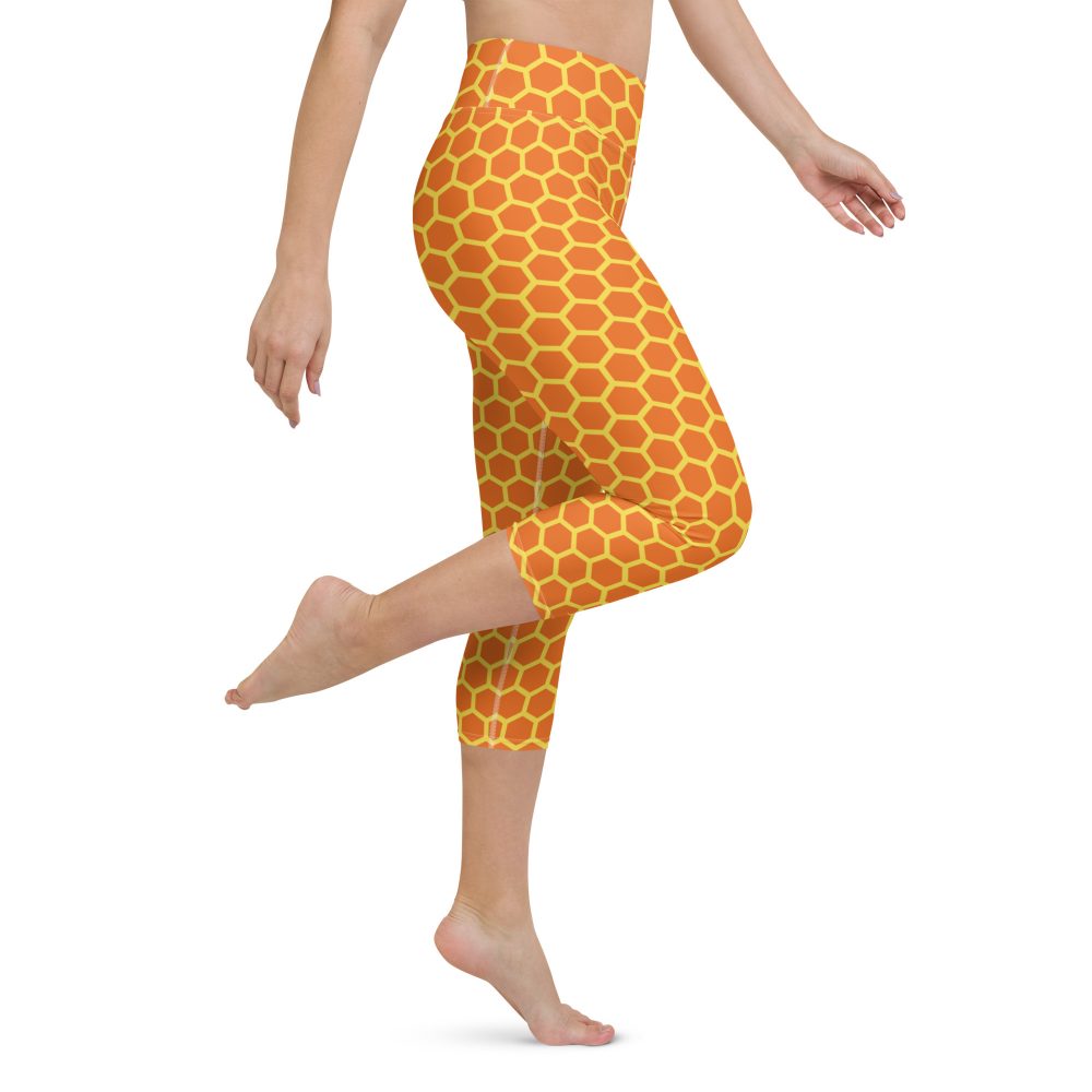 Honey Comb Halloween Cosplay Costume Yoga Capri Leggings - Image 4