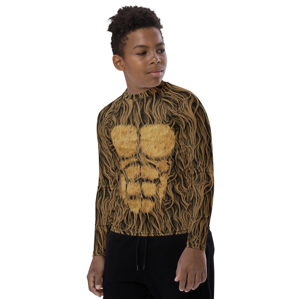 Sasquatch Big Foot Chewbacca Halloween Cosplay Costume Youth Rash Guard - Image 3