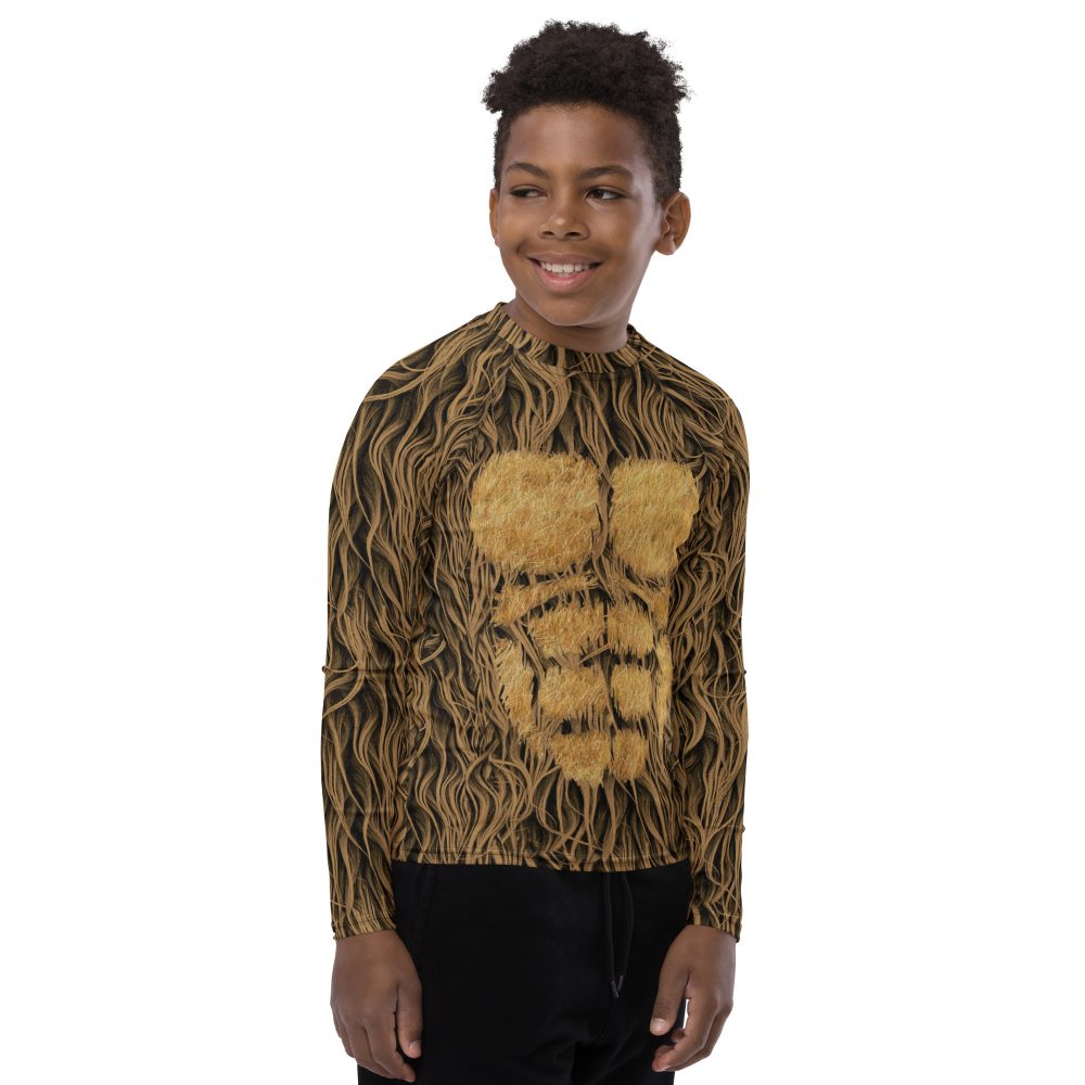 Sasquatch Big Foot Chewbacca Halloween Cosplay Costume Youth Rash Guard - Image 4