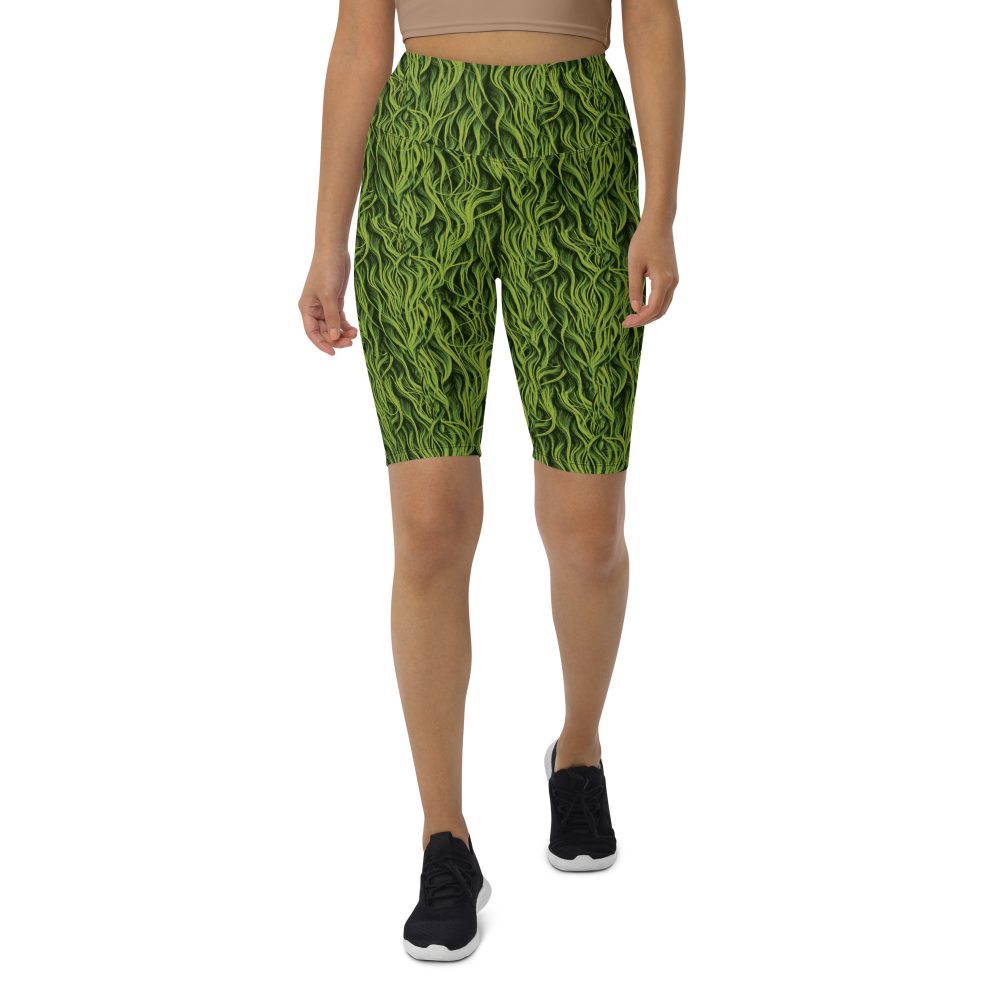 Green Fur Cosplay Costume Printed Bike Shorts