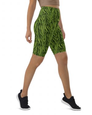 Green Fur Cosplay Costume Printed Bike Shorts
