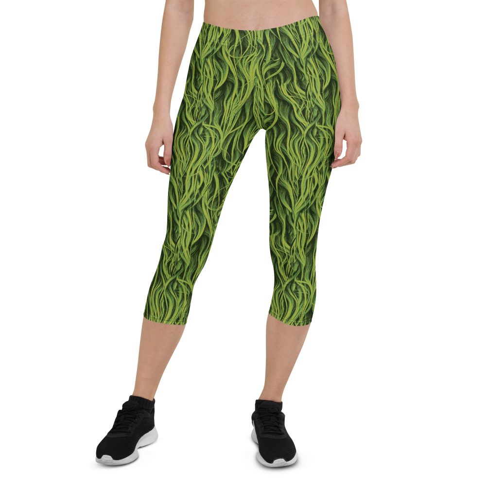 Green Fur Cosplay Costume Printed Capri Leggings