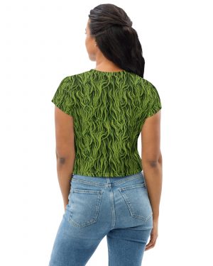 Green Fur Cosplay Costume Printed Crop Tee