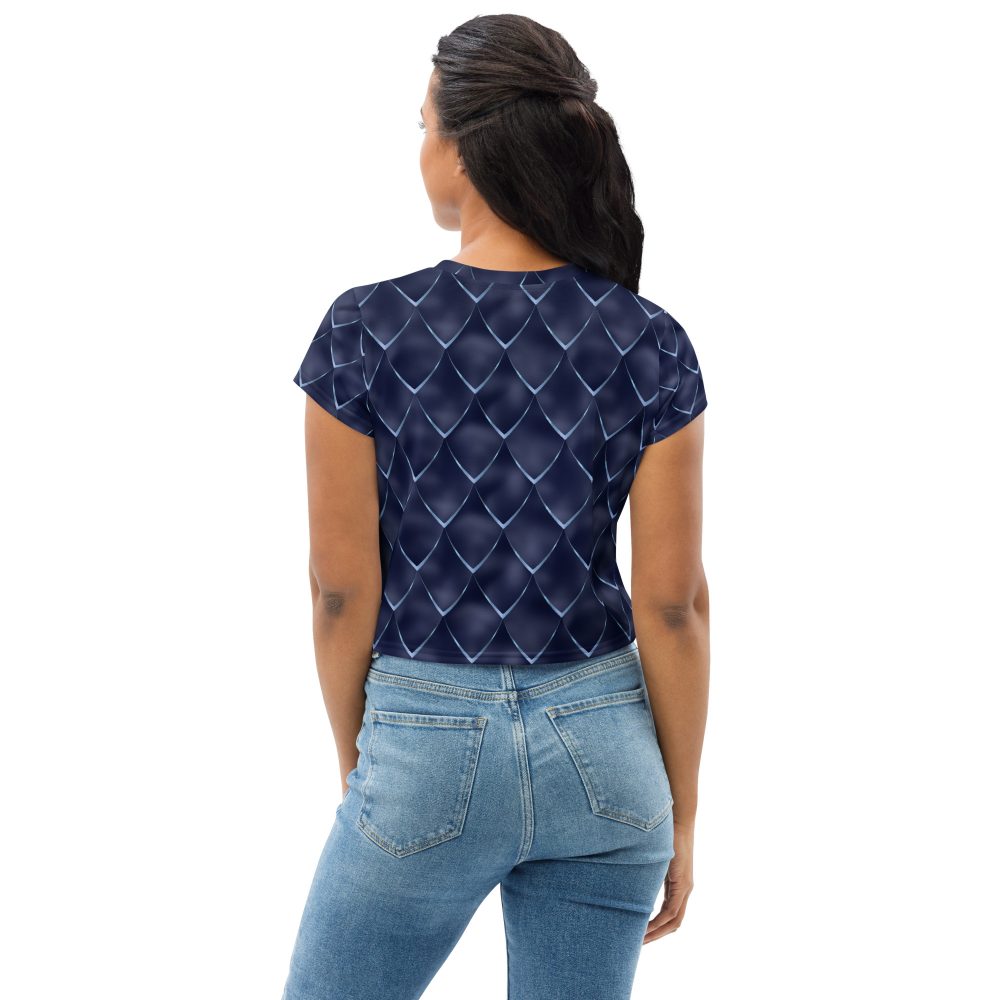Dragon Cosplay Costume Navy Blue Scales Crop Tee - Image 2