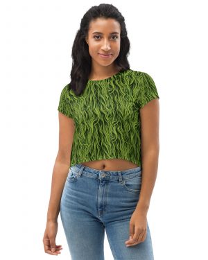 Green Fur Cosplay Costume Printed Crop Tee