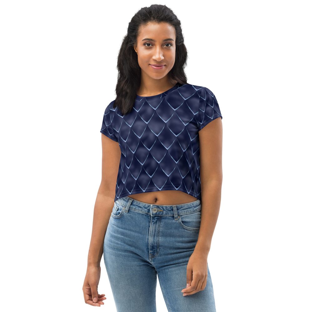 Dragon Cosplay Costume Navy Blue Scales Crop Tee