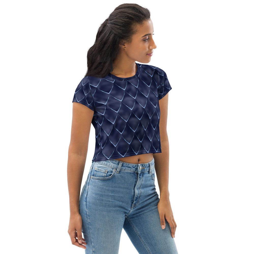 Dragon Cosplay Costume Navy Blue Scales Crop Tee - Image 4