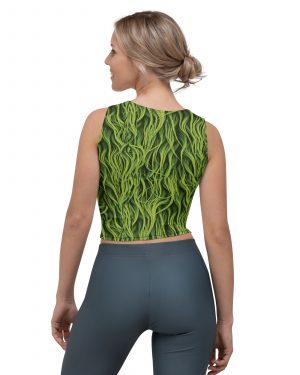 Green Fur Cosplay Costume Printed Crop Top