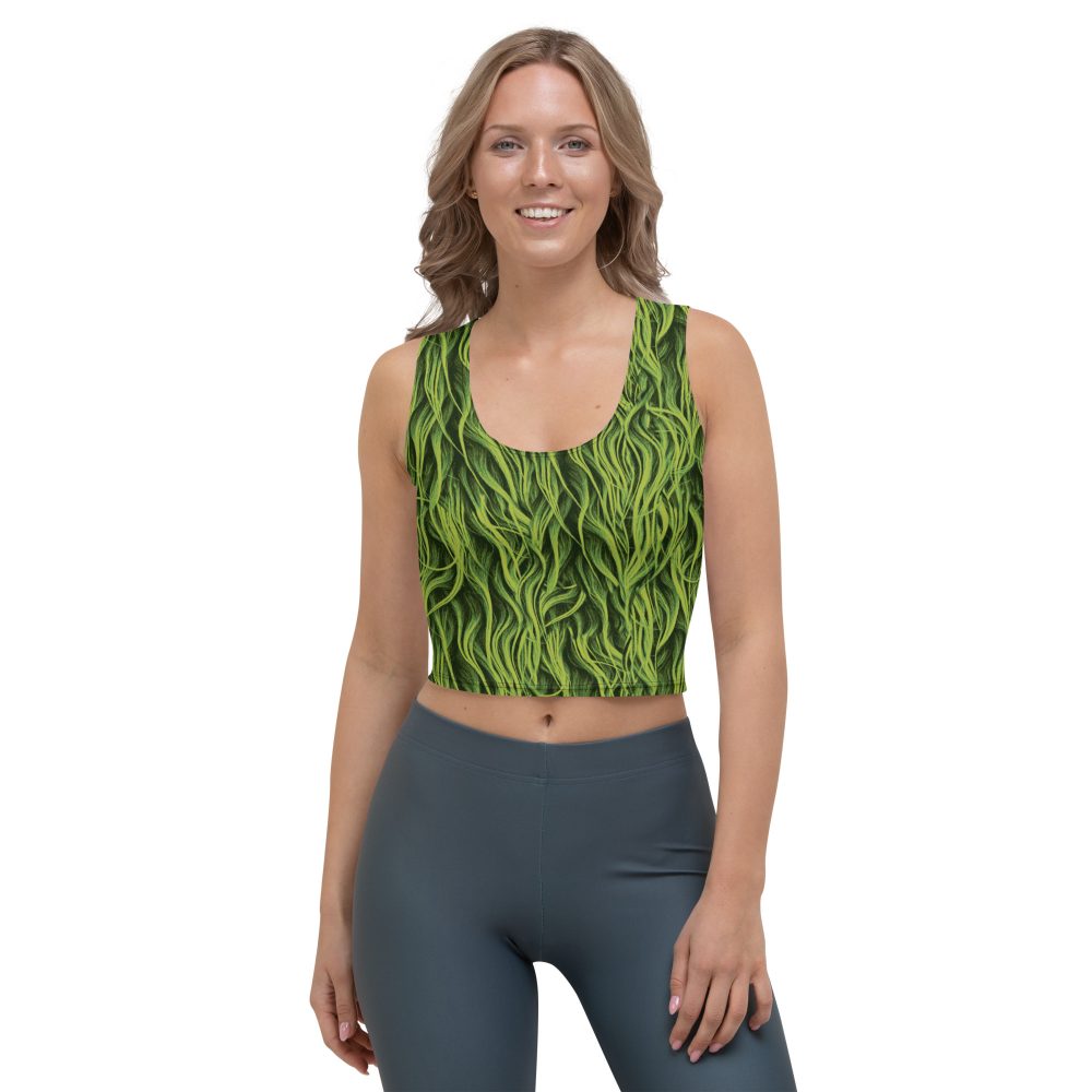 Green Fur Cosplay Costume Printed Crop Top