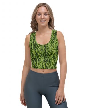 Green Fur Cosplay Costume Printed Crop Top