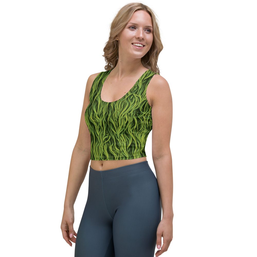Green Fur Cosplay Costume Printed Crop Top - Image 3