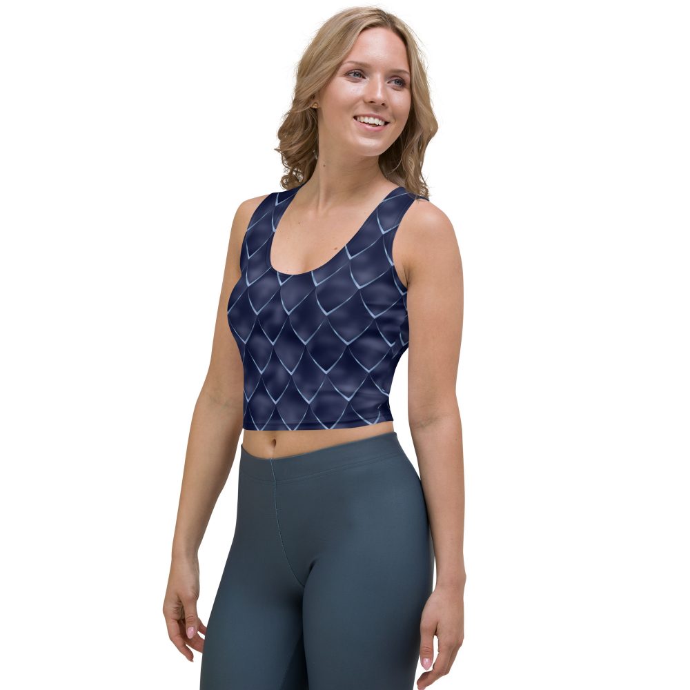 Dragon Cosplay Costume Navy Blue Scales Crop Top - Image 3