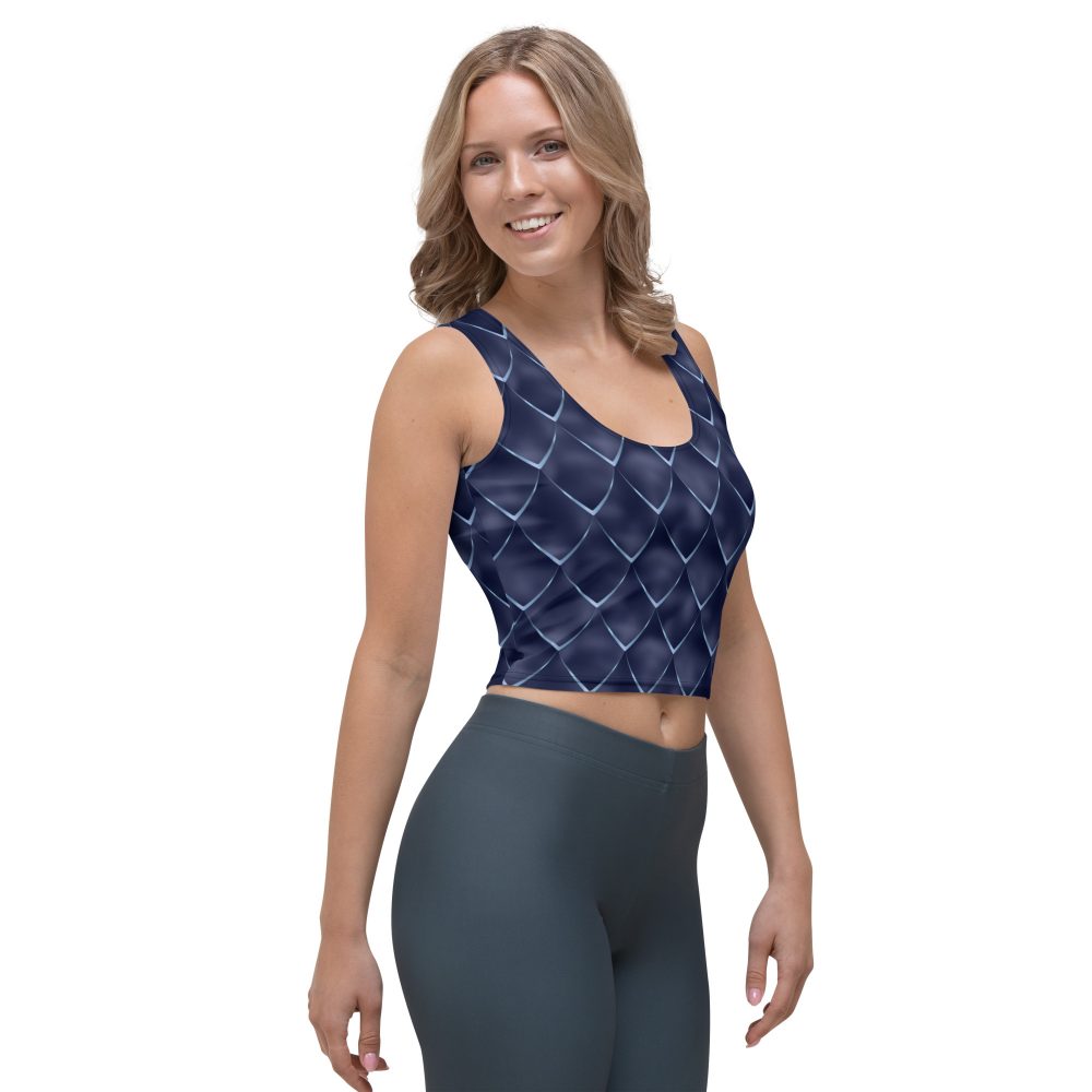 Dragon Cosplay Costume Navy Blue Scales Crop Top - Image 4