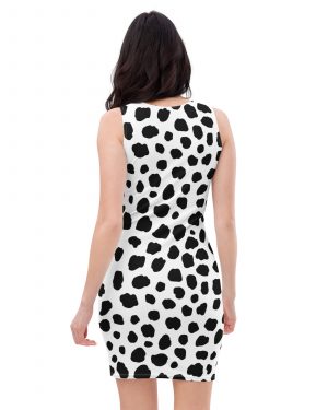 Dalmatian Puppy Dog Cosplay Halloween Costume Fitted Bodycon Dress