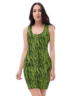 Green Fur Cosplay Costume Fitted Bodycon Dress