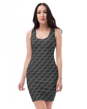 Dragon Cosplay Costume Black Scales Fitted Bodycon Dress