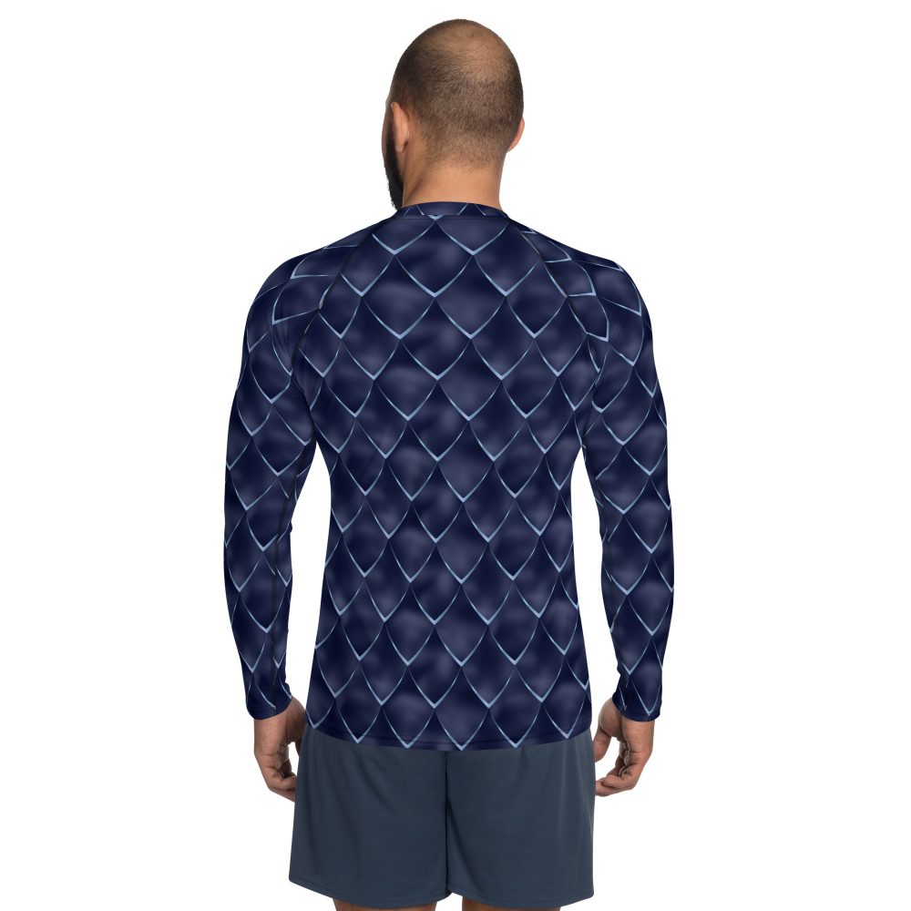 Dragon Cosplay Costume Navy Blue Scales Men's Rash Guard - Image 2