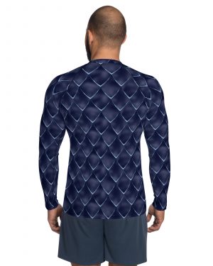 Dragon Cosplay Costume Navy Blue Scales Men’s Rash Guard