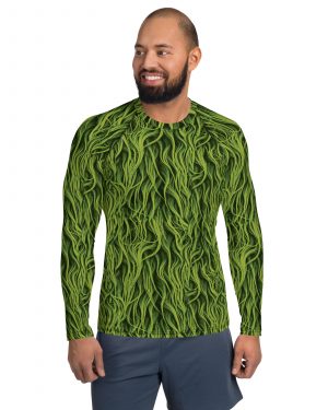 Green Fur Cosplay Costume Men’s Rash Guard