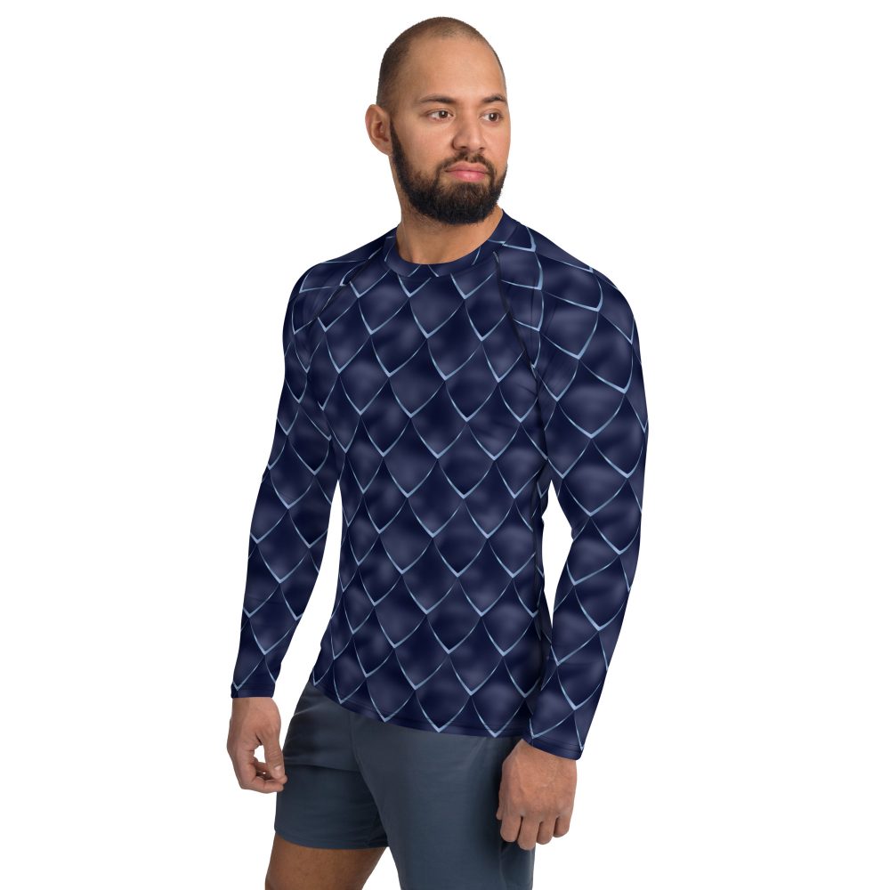 Dragon Cosplay Costume Navy Blue Scales Men's Rash Guard - Image 3