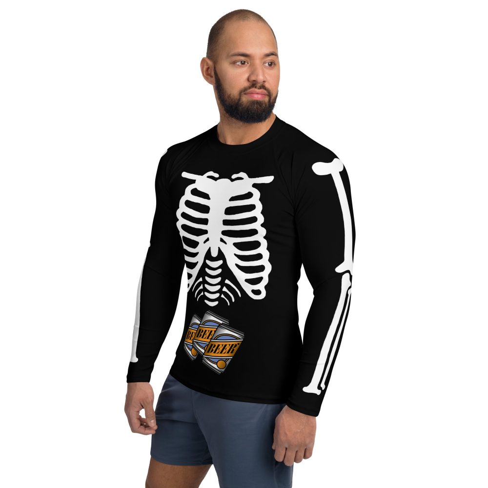 Skeleton Expecting Beer Halloween Cosplay Costume Men's Rash Guard - Image 3