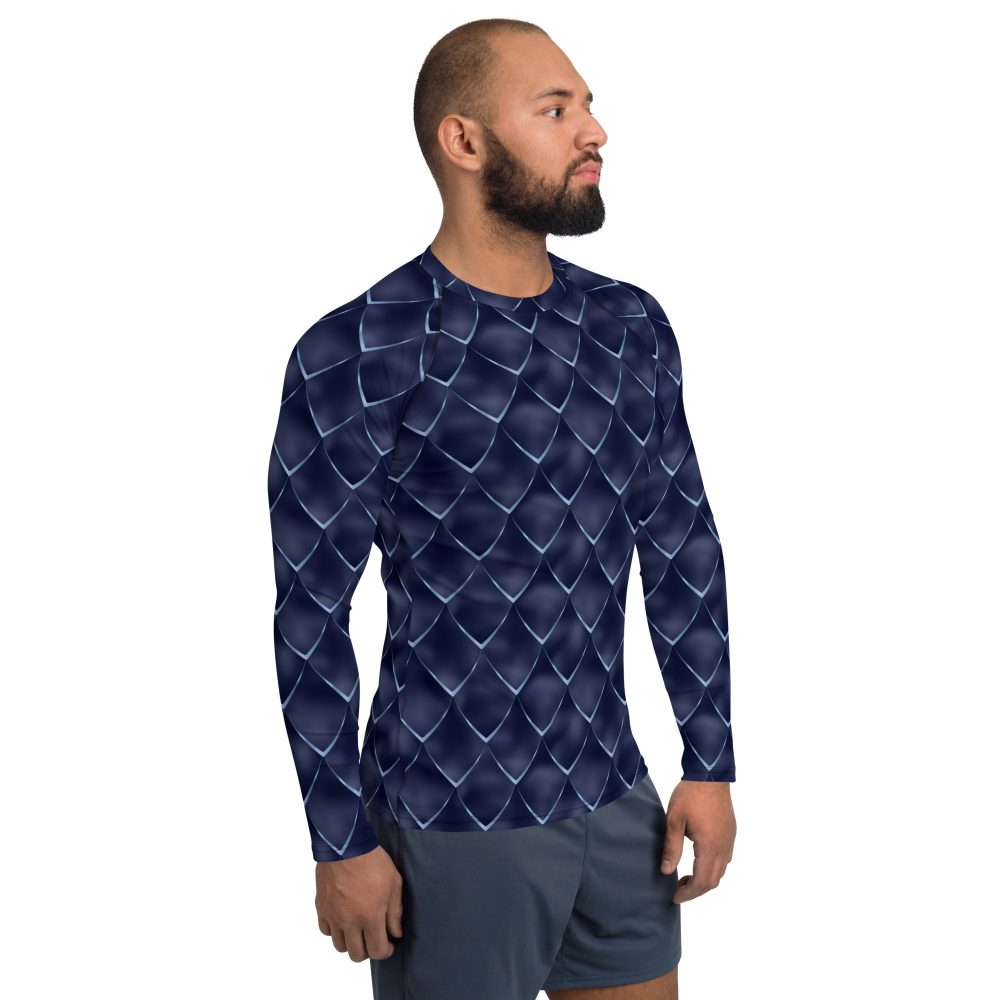 Dragon Cosplay Costume Navy Blue Scales Men's Rash Guard - Image 4