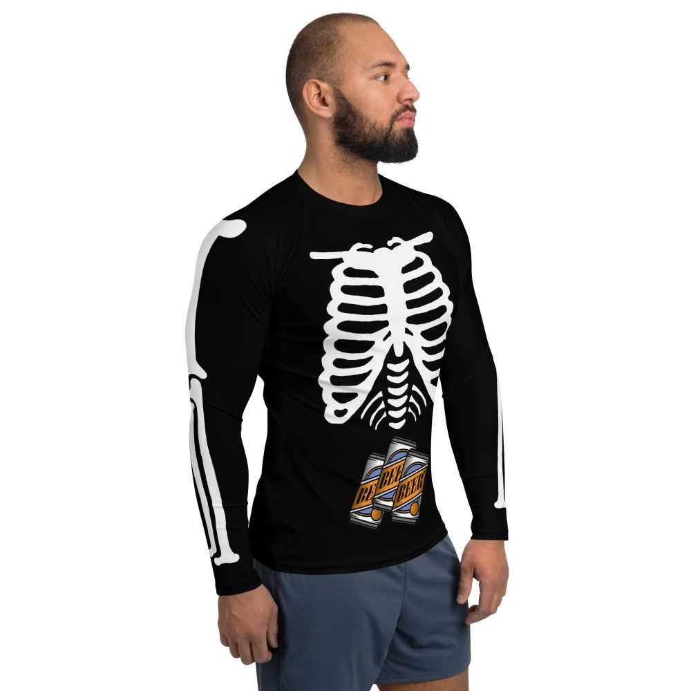 Skeleton Expecting Beer Halloween Cosplay Costume Men's Rash Guard - Image 4