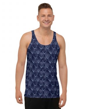 Dragon Cosplay Costume Navy Blue Scales Unisex Tank Top