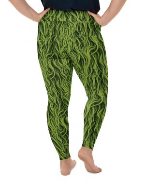 Green Fur Cosplay Costume Printed Plus Size Leggings