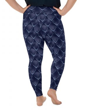 Dragon Cosplay Costume Navy Blue Scales Plus Size Leggings