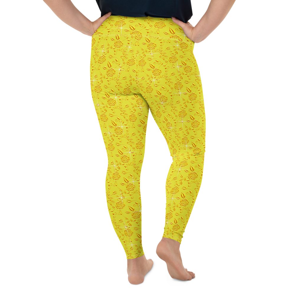 Snow White Cosplay Halloween Costume Yellow Flowers Plus Size Leggings - Image 2