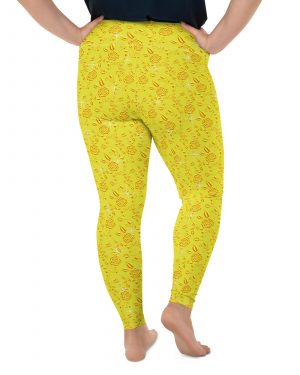 Snow White Cosplay Halloween Costume Yellow Flowers Plus Size Leggings