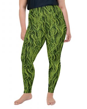 Green Fur Cosplay Costume Printed Plus Size Leggings