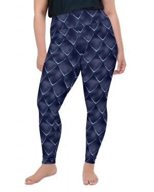 Dragon Cosplay Costume Navy Blue Scales Plus Size Leggings