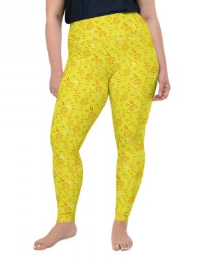 Snow White Cosplay Halloween Costume Yellow Flowers Plus Size Leggings