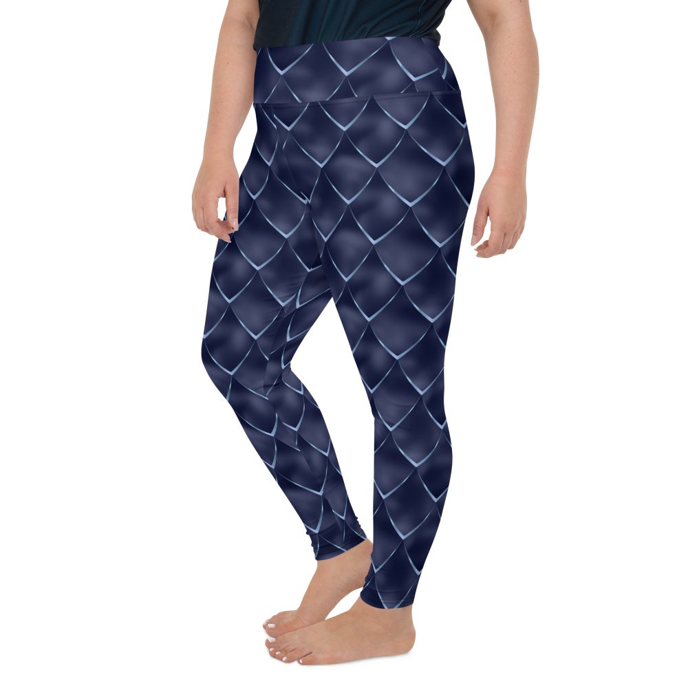 Dragon Cosplay Costume Navy Blue Scales Plus Size Leggings - Image 4