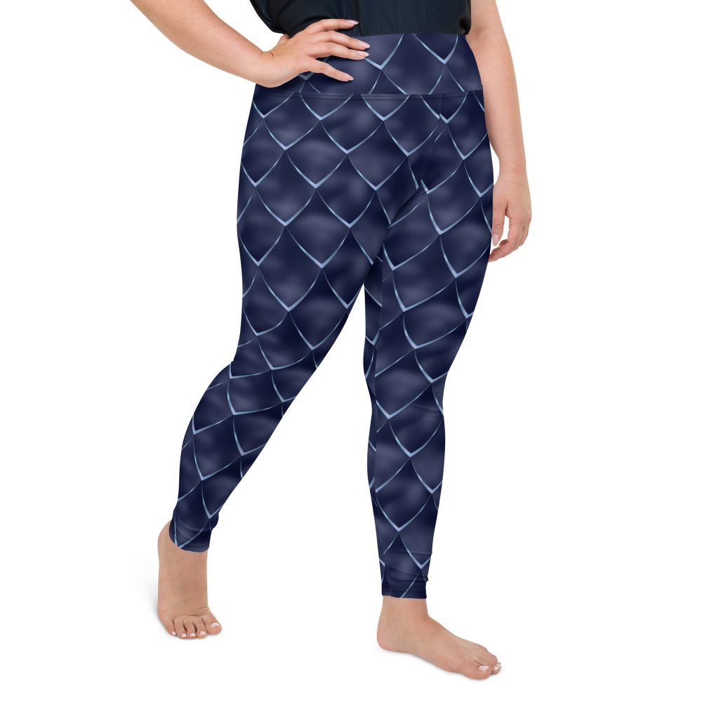 Dragon Cosplay Costume Navy Blue Scales Plus Size Leggings - Image 3
