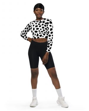 Dalmatian Puppy Dog Cosplay Halloween Costume long-sleeve crop top